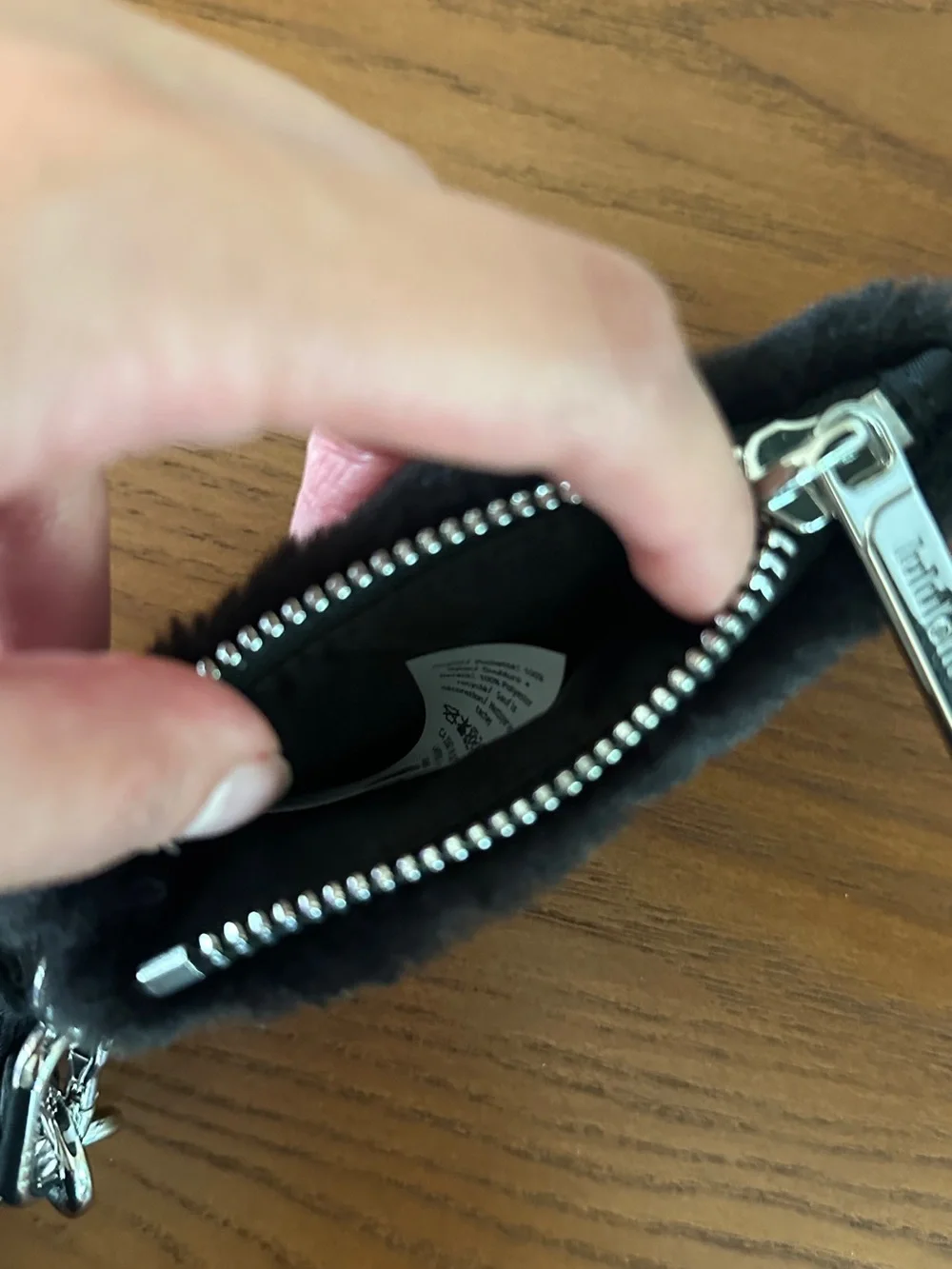 lululemon athletica Black Faux Fur Zip Pouch Keychain Set